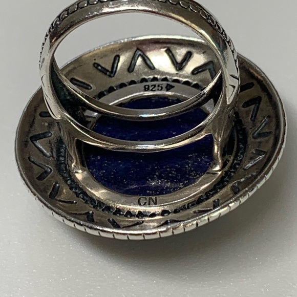 Silpada Intricate Sterling Silver Lapis Lazuli Cabochon Peruvian Design Ring - Picture 12 of 16